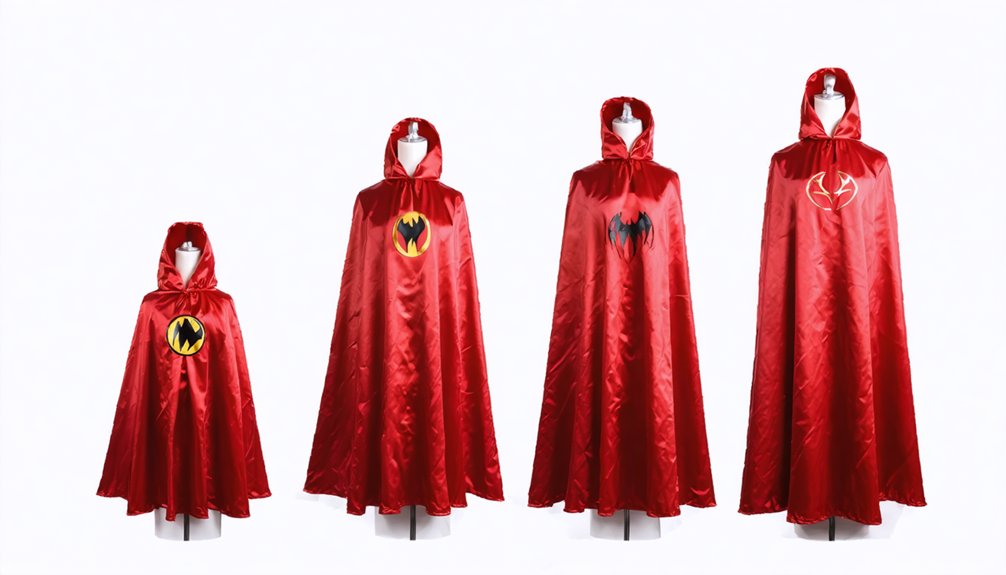 adjustable cape dimensions for varying ages