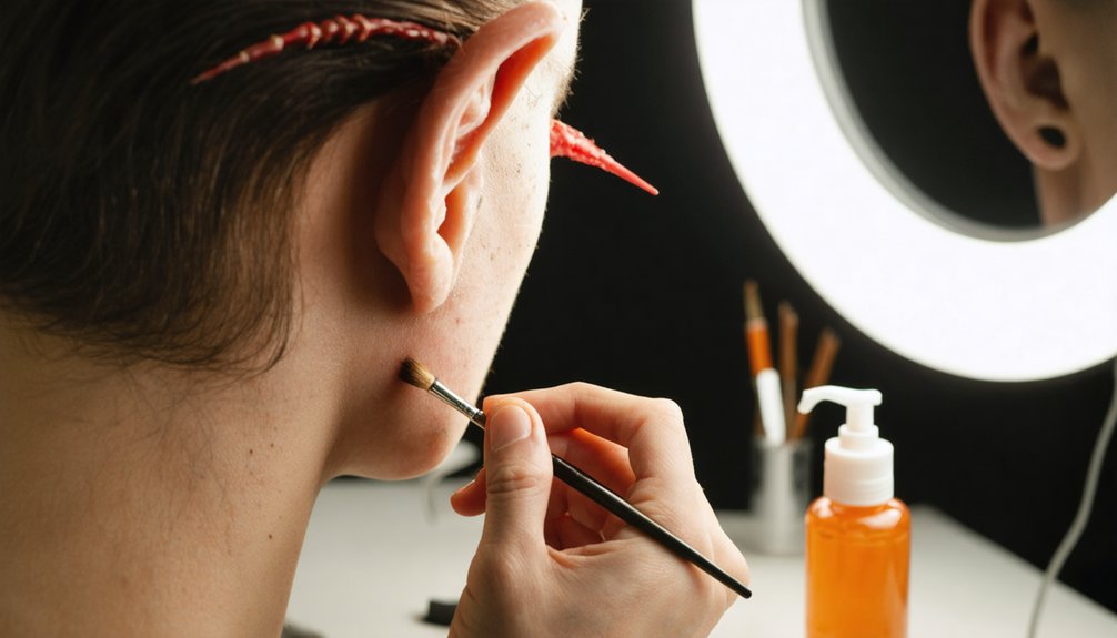 applying prosthetic ears horns