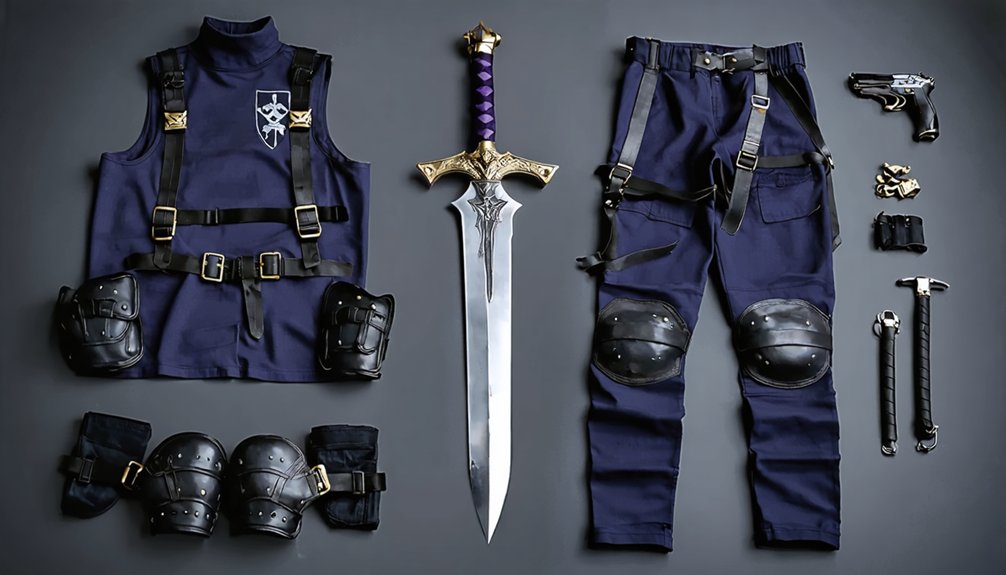 asymmetrical armored soldier uniform components