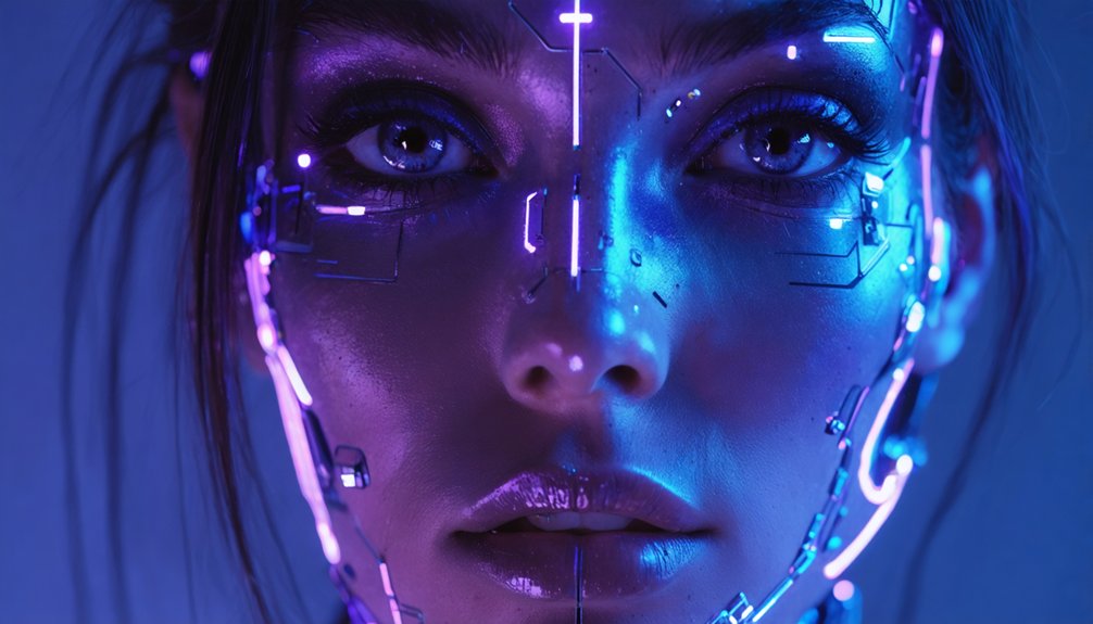 cyberpunk cyborg makeup glows under uv