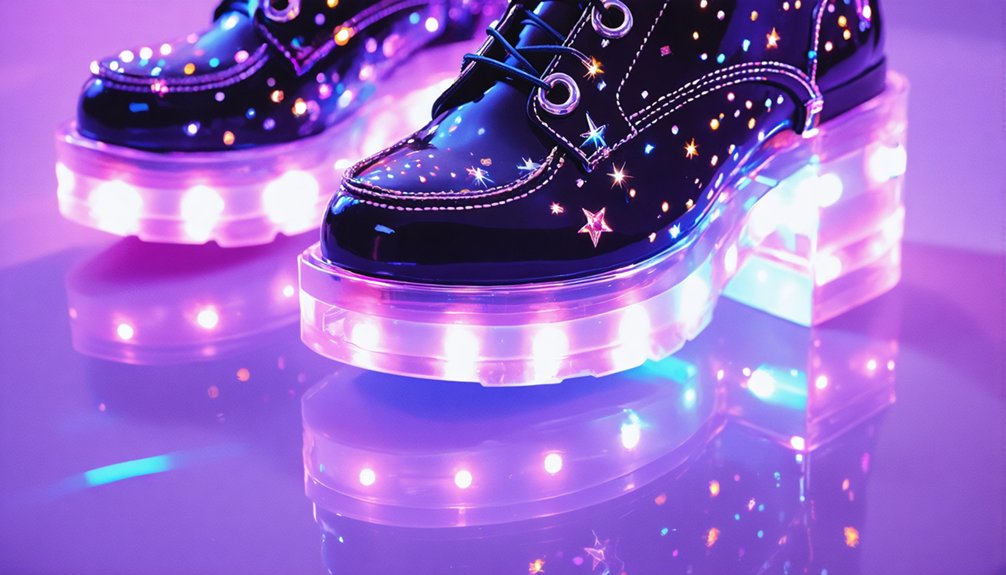 cyberpunk holographic reflective biomechanical boots