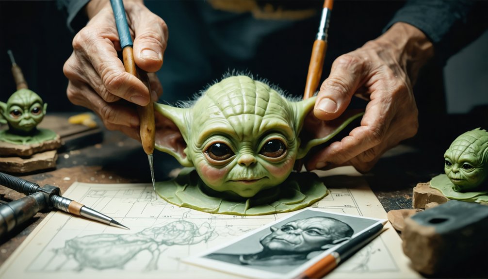 sculpting iconic baby yoda ears