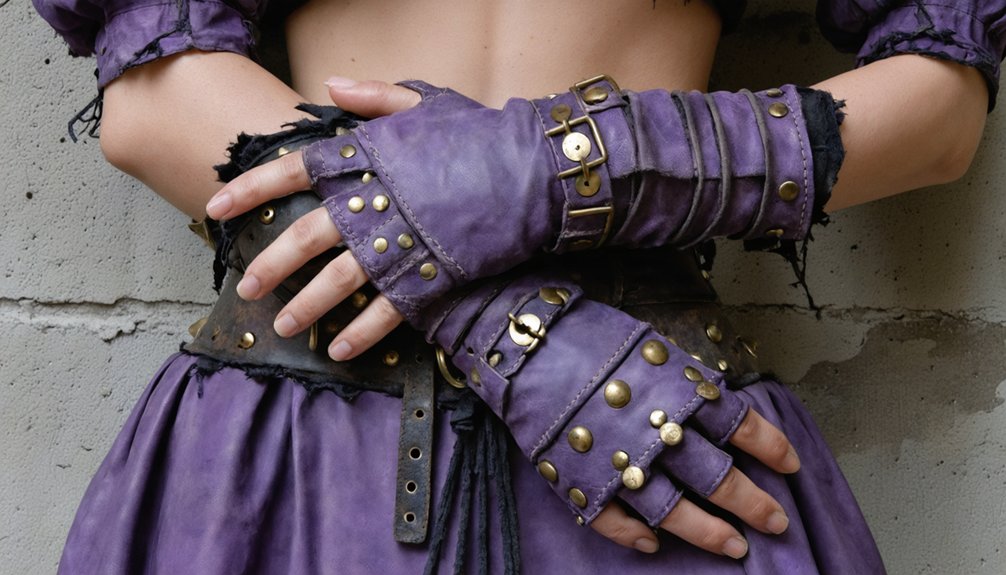 textured leather layered arm accessories