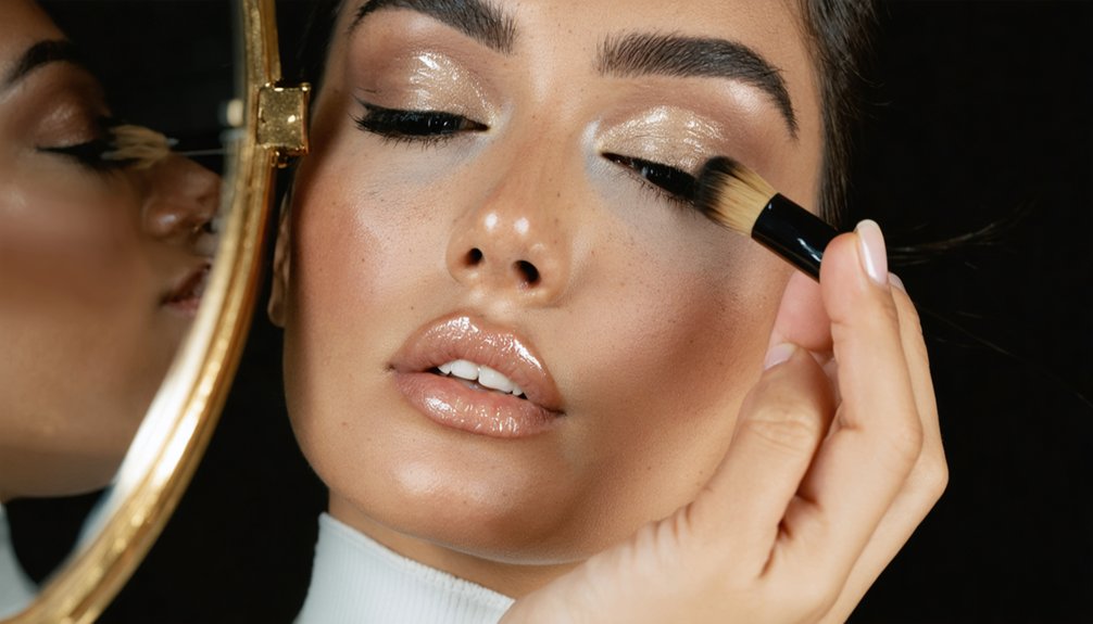 sculpted cheekbones with bronzer