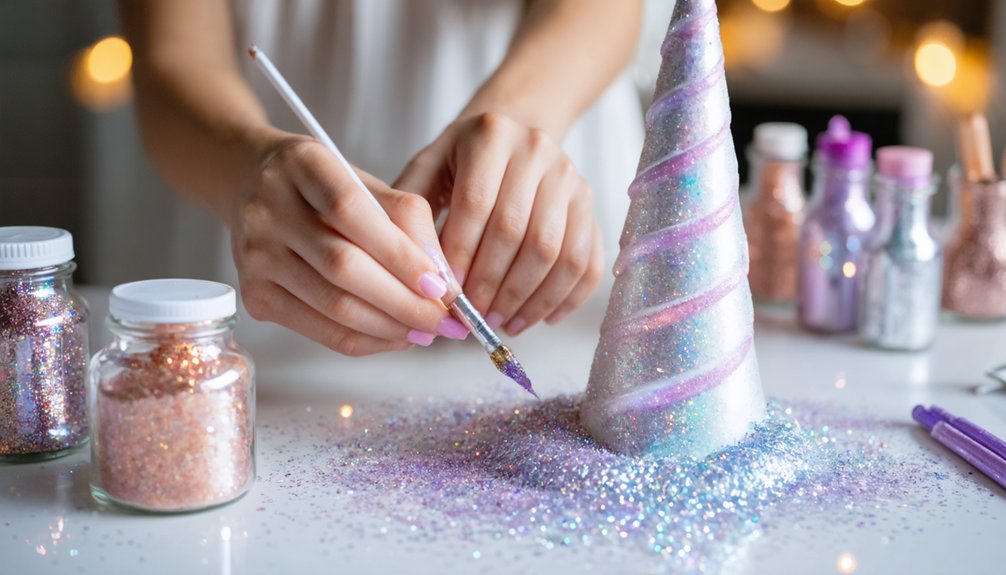 colorful glittery unicorn horn