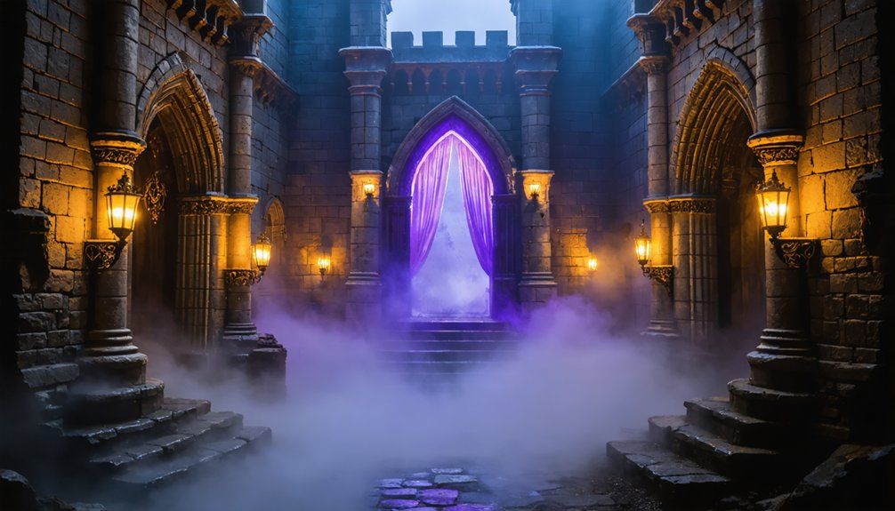 illuminated fantasy castle scene