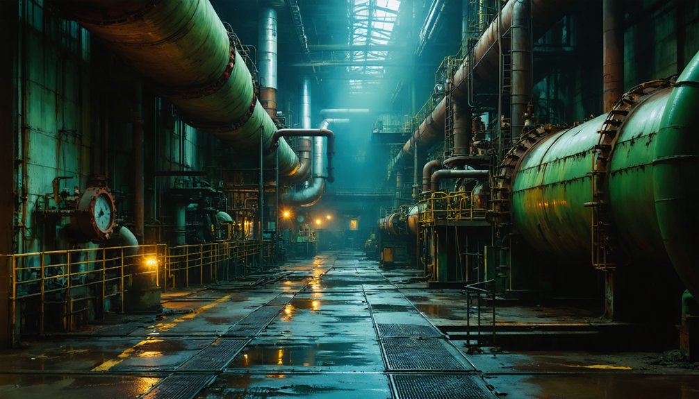 menacing industrial hideout atmosphere