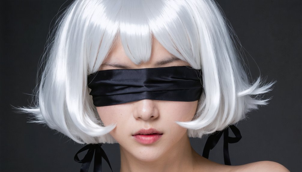 wig blindfold beauty mark